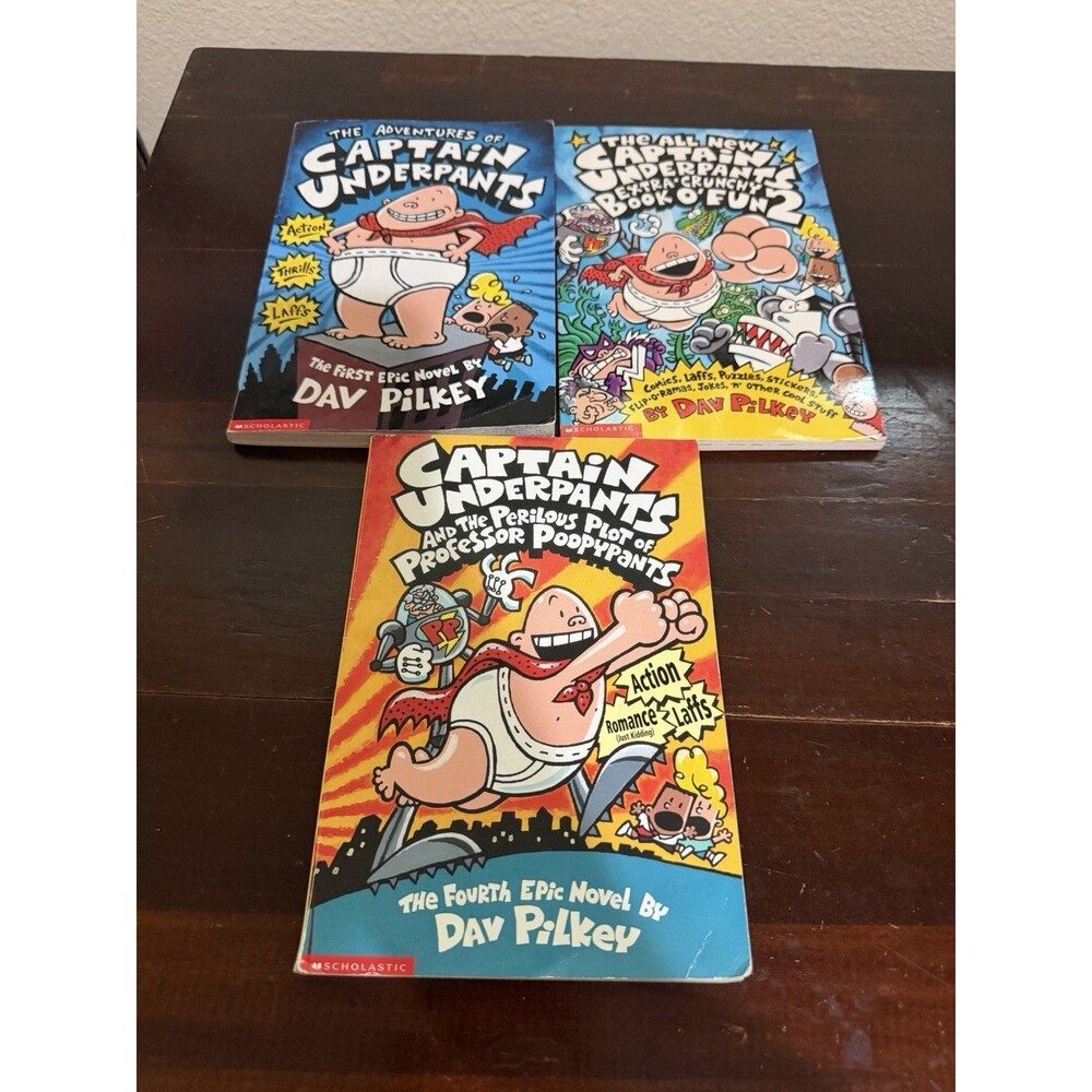 Vintage The Adventures Of Captain Underpants Kids Books 3 Paperback Books